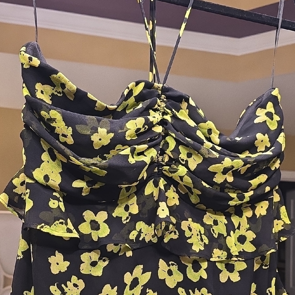 WAYF Strapless Dress with Green Floral Pattern XL - Picture 6 of 16